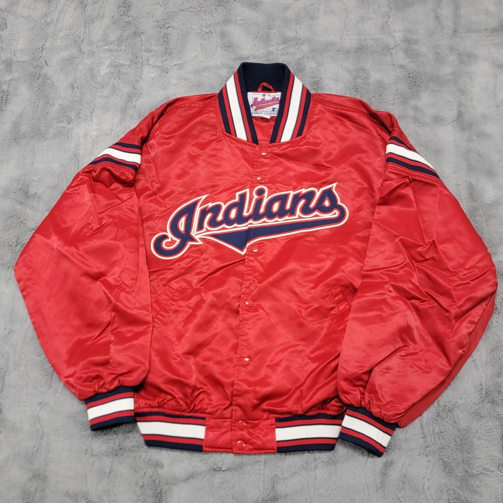 Vintage Cleveland Indians Jacket Mens Large Red MLB Baseball Starter 90s